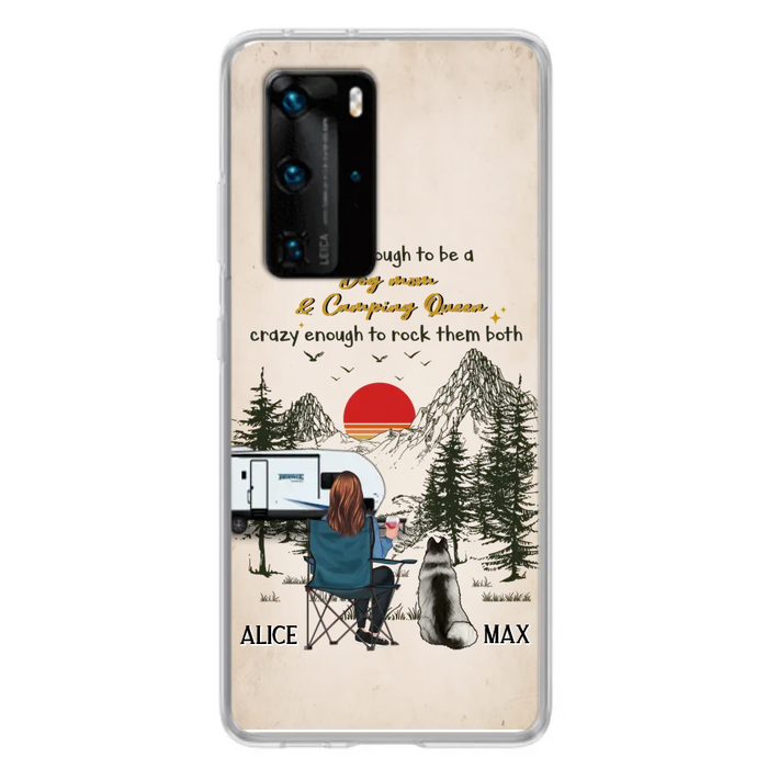 Custom Personalized Dog Mom Phone Case - Upto 4 Dogs - Mother's Day Gift Idea Dog/Camping Lovers - Tough Enough To Be A Dog Mom And Camping Queen Crazy Enough To Rock Them Both - Case For Xiaomi/Huawei/Oppo