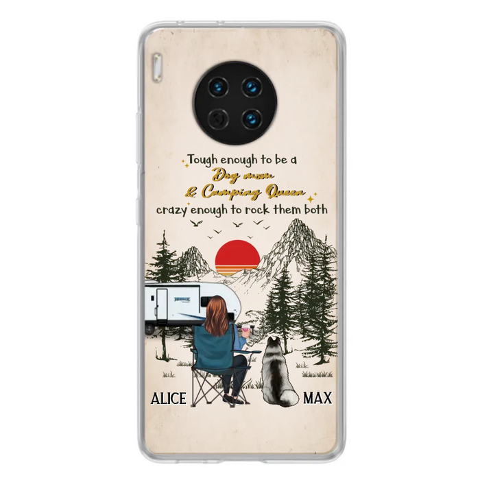 Custom Personalized Dog Mom Phone Case - Upto 4 Dogs - Mother's Day Gift Idea Dog/Camping Lovers - Tough Enough To Be A Dog Mom And Camping Queen Crazy Enough To Rock Them Both - Case For Xiaomi/Huawei/Oppo