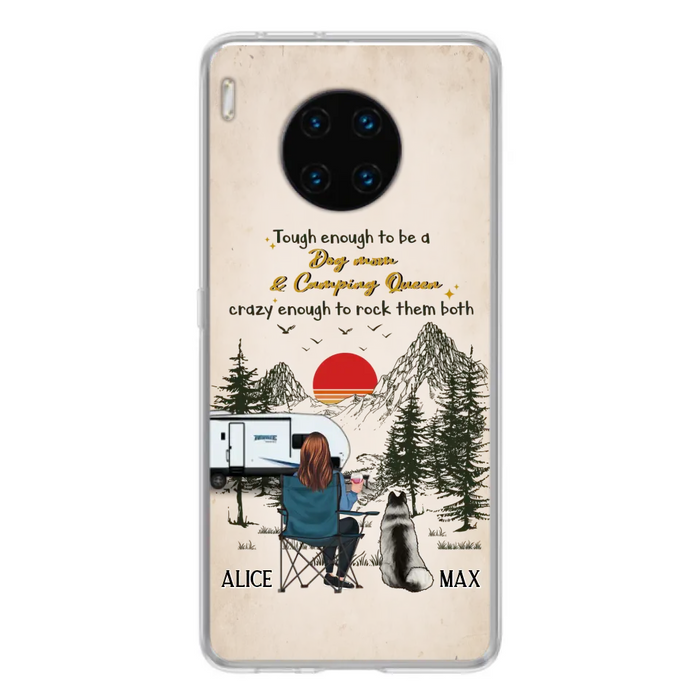 Custom Personalized Dog Mom Phone Case - Upto 4 Dogs - Mother's Day Gift Idea Dog/Camping Lovers - Tough Enough To Be A Dog Mom And Camping Queen Crazy Enough To Rock Them Both - Case For Xiaomi/Huawei/Oppo