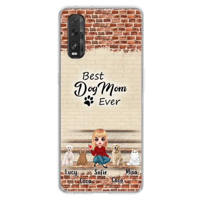 Custom Personalized Dog/Cat Mom Phone Case - Gift Idea For Dog/Cat Lovers/Mother's Day - Upto 3 Dogs/Cats - Best Dog Mom Ever - Cases Oppo/Xiaomi/Huawei