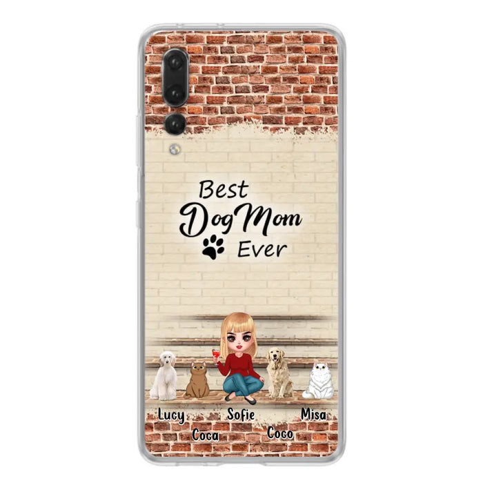 Custom Personalized Dog/Cat Mom Phone Case - Gift Idea For Dog/Cat Lovers/Mother's Day - Upto 3 Dogs/Cats - Best Dog Mom Ever - Cases Oppo/Xiaomi/Huawei