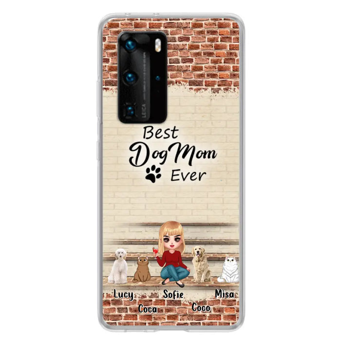 Custom Personalized Dog/Cat Mom Phone Case - Gift Idea For Dog/Cat Lovers/Mother's Day - Upto 3 Dogs/Cats - Best Dog Mom Ever - Cases Oppo/Xiaomi/Huawei