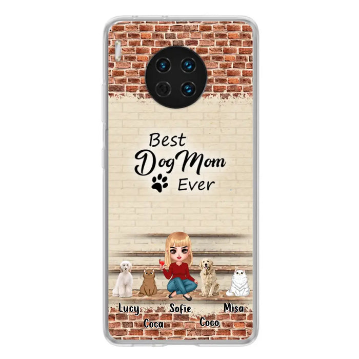 Custom Personalized Dog/Cat Mom Phone Case - Gift Idea For Dog/Cat Lovers/Mother's Day - Upto 3 Dogs/Cats - Best Dog Mom Ever - Cases Oppo/Xiaomi/Huawei