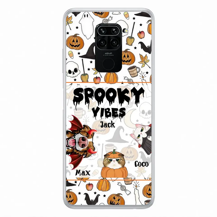 Custom Personalized Halloween Pet Phone Case - Upto 3 Pets - Gift Idea For Dog/Cat Owners - Spooky Vibes - Case for Oppo/Xiaomi/Huawei