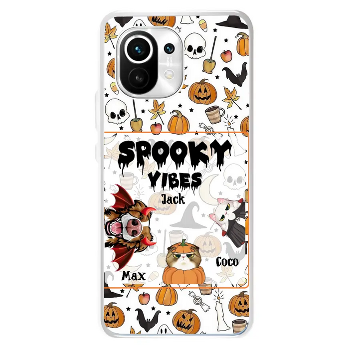 Custom Personalized Halloween Pet Phone Case - Upto 3 Pets - Gift Idea For Dog/Cat Owners - Spooky Vibes - Case for Oppo/Xiaomi/Huawei