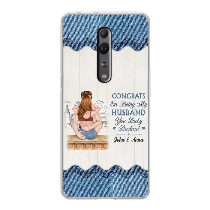 Custom Personalized Couple Phone Case - Gift Idea For Couple/Valentines Day - Congrats On Being My Husband You Lucky Bastard - Case For Oppo/Xiaomi/Huawei