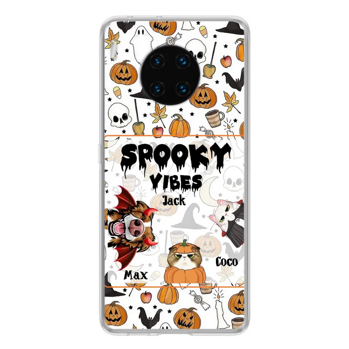 Custom Personalized Halloween Pet Phone Case - Upto 3 Pets - Gift Idea For Dog/Cat Owners - Spooky Vibes - Case for Oppo/Xiaomi/Huawei