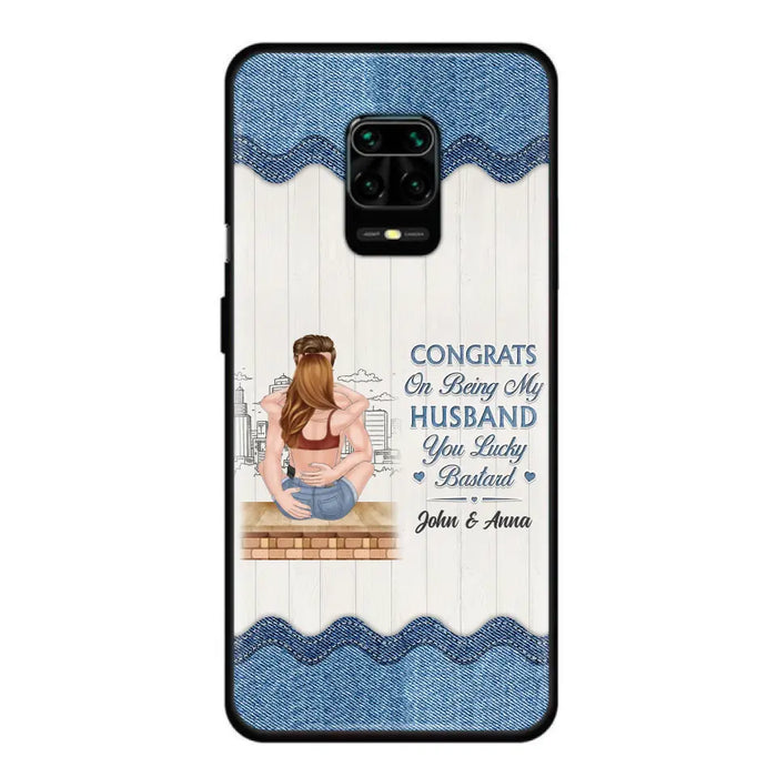 Custom Personalized Couple Phone Case - Gift Idea For Couple/Valentines Day - Congrats On Being My Husband You Lucky Bastard - Case For Oppo/Xiaomi/Huawei