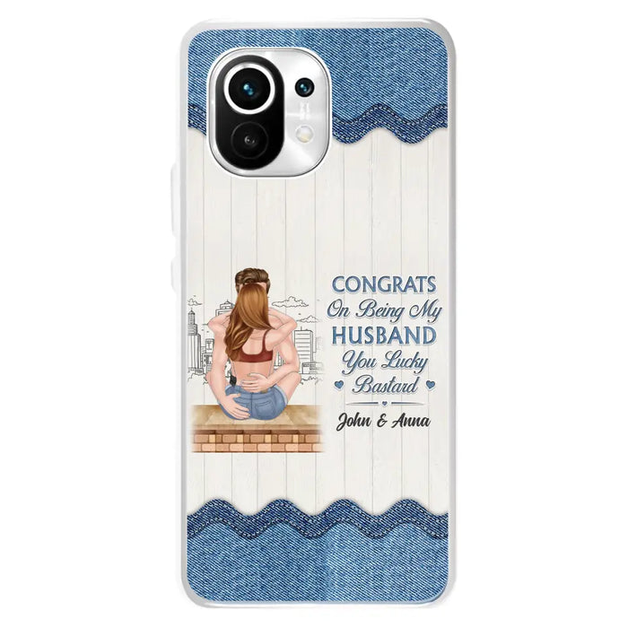 Custom Personalized Couple Phone Case - Gift Idea For Couple/Valentines Day - Congrats On Being My Husband You Lucky Bastard - Case For Oppo/Xiaomi/Huawei