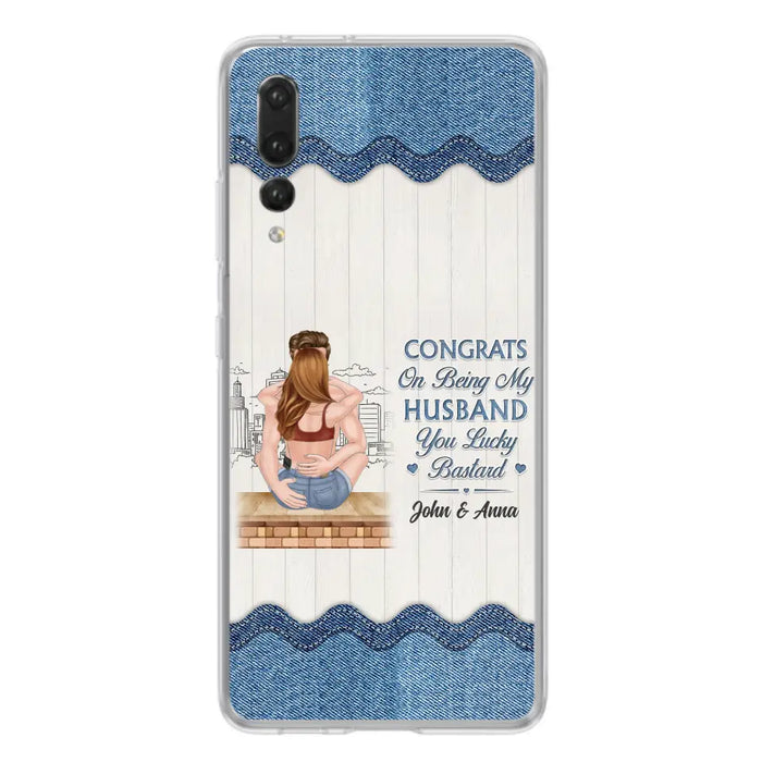 Custom Personalized Couple Phone Case - Gift Idea For Couple/Valentines Day - Congrats On Being My Husband You Lucky Bastard - Case For Oppo/Xiaomi/Huawei