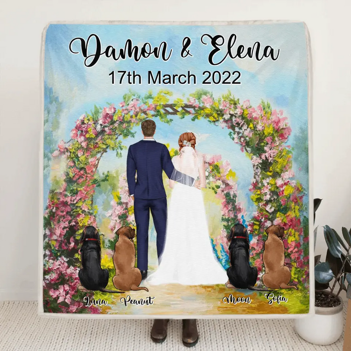 Custom Personalized Wedding Blanket - Wedding Gift For Couple - Upto 4 Dogs