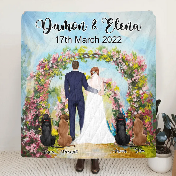 Custom Personalized Wedding Blanket - Wedding Gift For Couple - Upto 4 Dogs