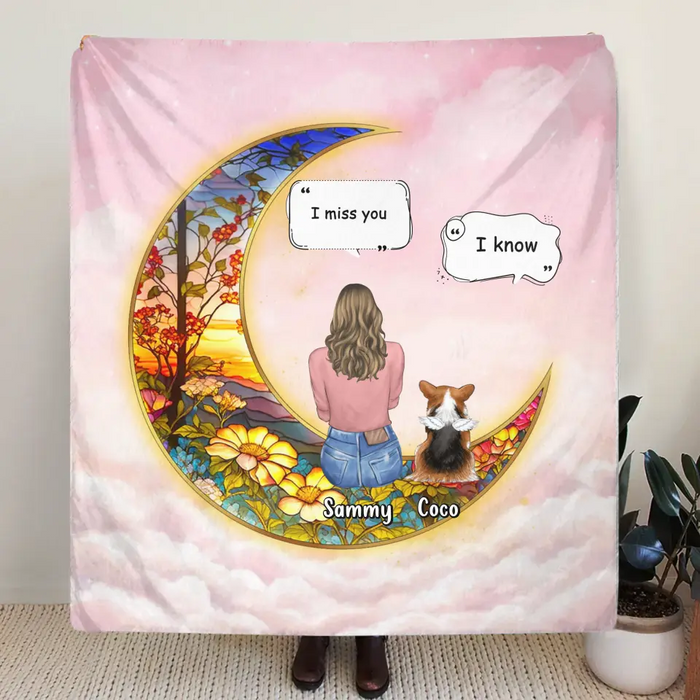 Custom Personalized Memorial Pet Single Layer Fleece/Quilt Blanket - Upto 3 Dogs/Cats/Rabbits - Memorial Gift Idea for Pet Owners