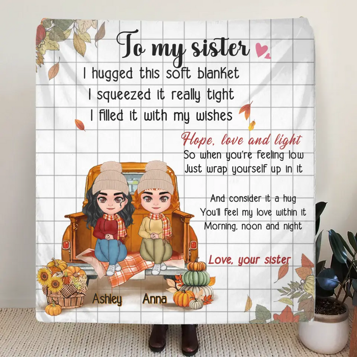 Custom Personalized Autumn Sister Pillow Cover/Single Layer Fleece/Quilt Blanket - Autumn Gift Idea for Sisters - To My Sister