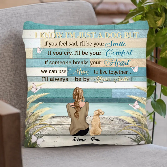 Custom Personalized Dog Mom Quilt/ Fleece Blanket, Pillow Cover - Woman With Upto 4 Dogs - Best Gift For Dog Lover - I'll Always Be By Your Side