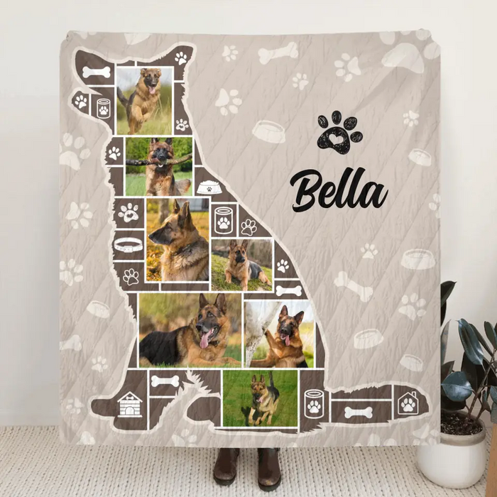 Personalized Dog Photo Quilt/Single Layer Fleece Blanket - Gift Idea for Dog Lovers/Owners