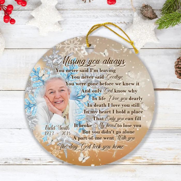 Custom Personalized Remembrance Ornament - Memorial Gift - Missing You Always - GTWDM6