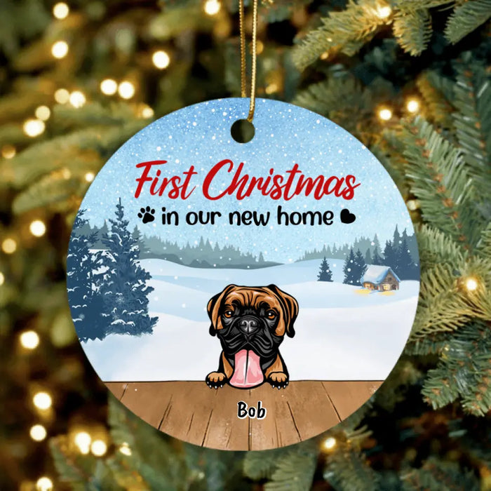 Custom Personalized Christmas Dog Ornament - Upto 7 Dogs - Christmas Gift For Dog Lover - First Christmas In Our New Home