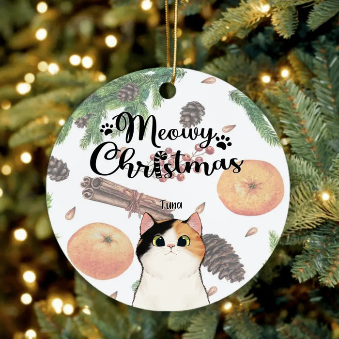 Custom Personalized Christmas Cat Ornament - Best Gift Ideas For Christmas and Cat Lovers - Meowy Christmas - TW5J6V