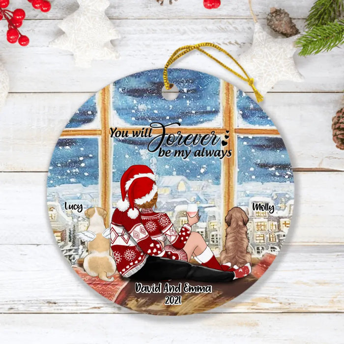 Custom Personalized Hugging Couple Xmas Ornament - Couple With Upto 2 Pets - Best Gift For Christmas - You Will Forever Be My Always - EWFNOK