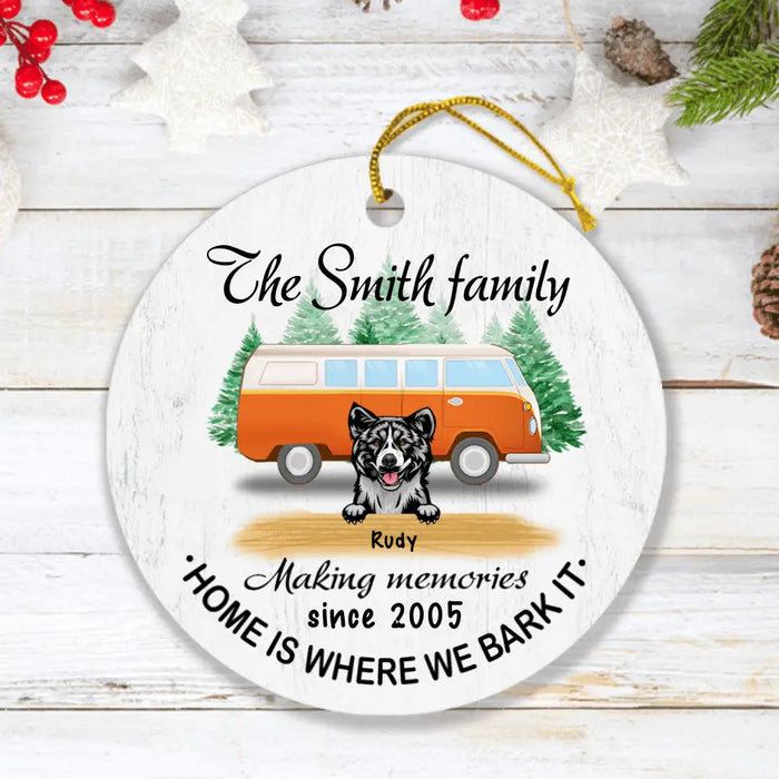 Personalized Dog Camper Ornament - Upto 5 Dogs - Best Gift For Dog Lover - Home Is Where We Bark It