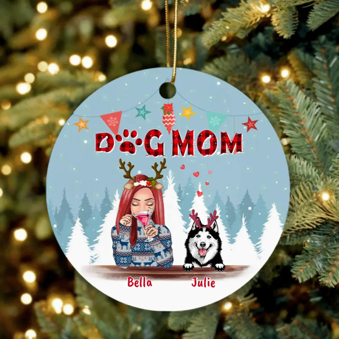 Custom Personalized Pet Mom Xmas Ornament - Upto 4 Pets - Best Gift For Dog/Cat Lover - 2T7CRT