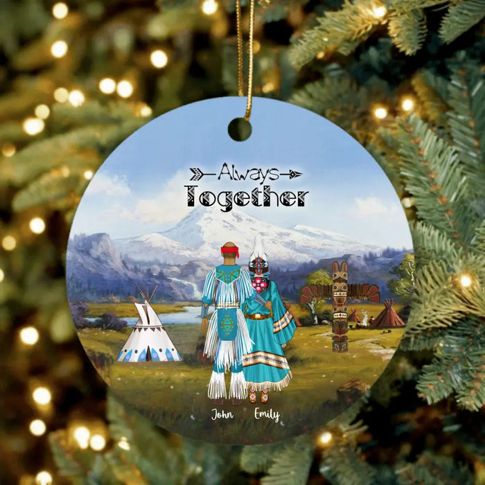 Personalized Native American Ornament - Gift Idea For The Whole Family - Couple/Parents & Upto 2 Kids Native American - Always Together