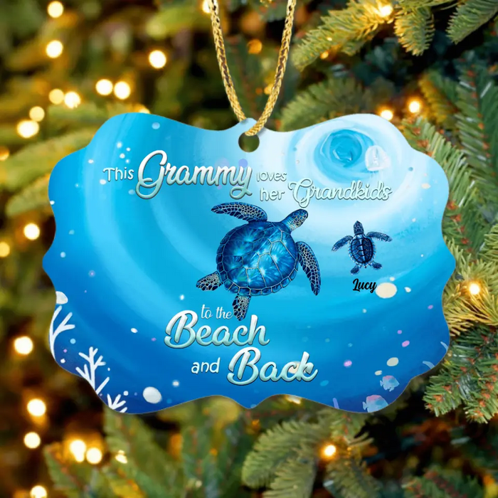 Custom Personalized Grandma Turtle Ornament - Upto 6 Turtles - This Grammy Loves Her Grandkids To The Beach And Back - HWDFYR