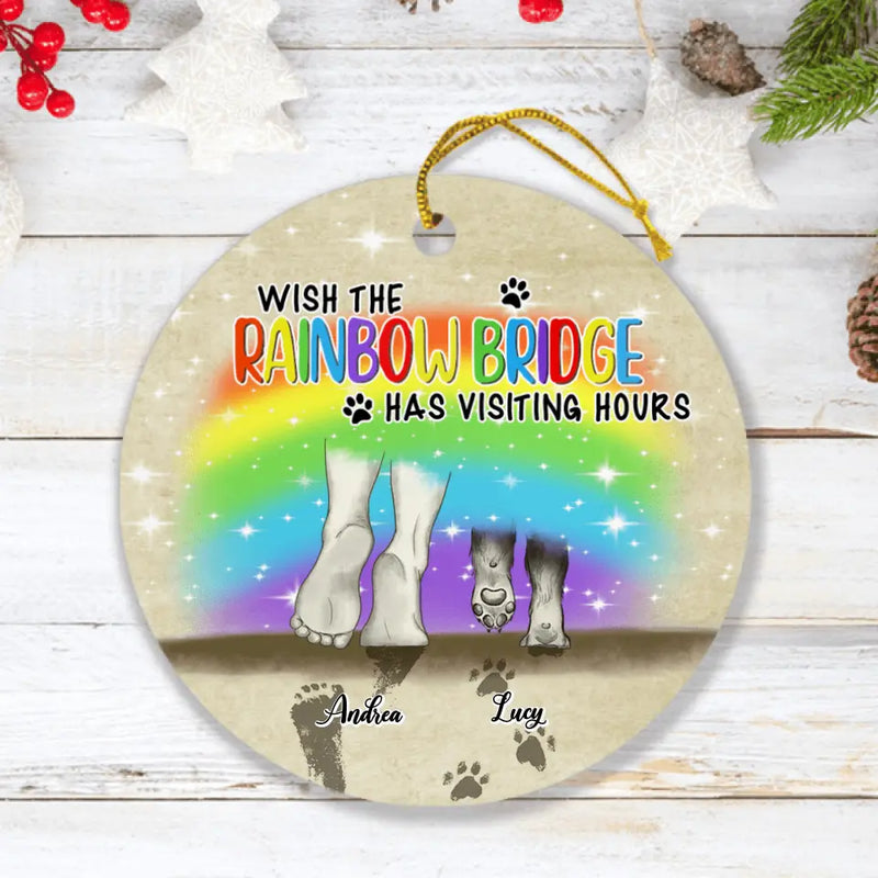 Personalized Dog's Paws Ornament - Best Gift Idea For Dog Lovers - Wish The Rainbow Bridge Has Visiting Hours