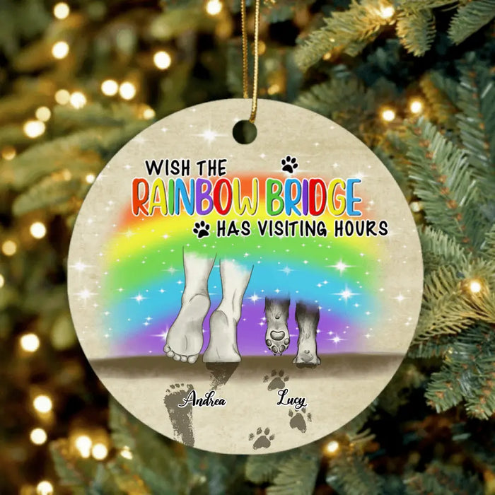 Custom Personalized Dog's Paws Ornament - Best Gift Idea For Dog Lovers - Wish The Rainbow Bridge Has Visiting Hours