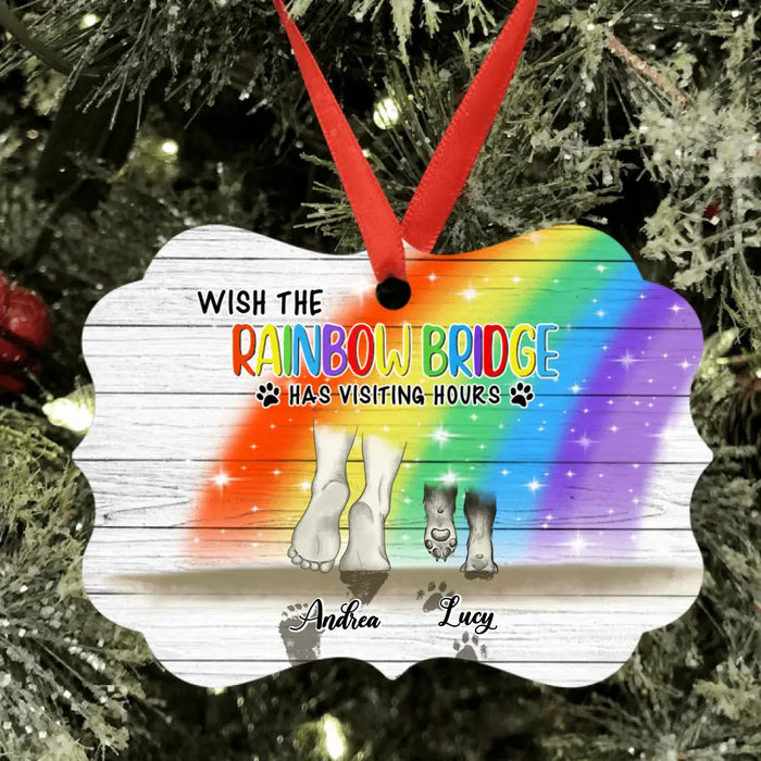 Custom Personalized Dog's Paws Ornament - Best Gift Idea For Dog Lovers - Wish The Rainbow Bridge Has Visiting Hours