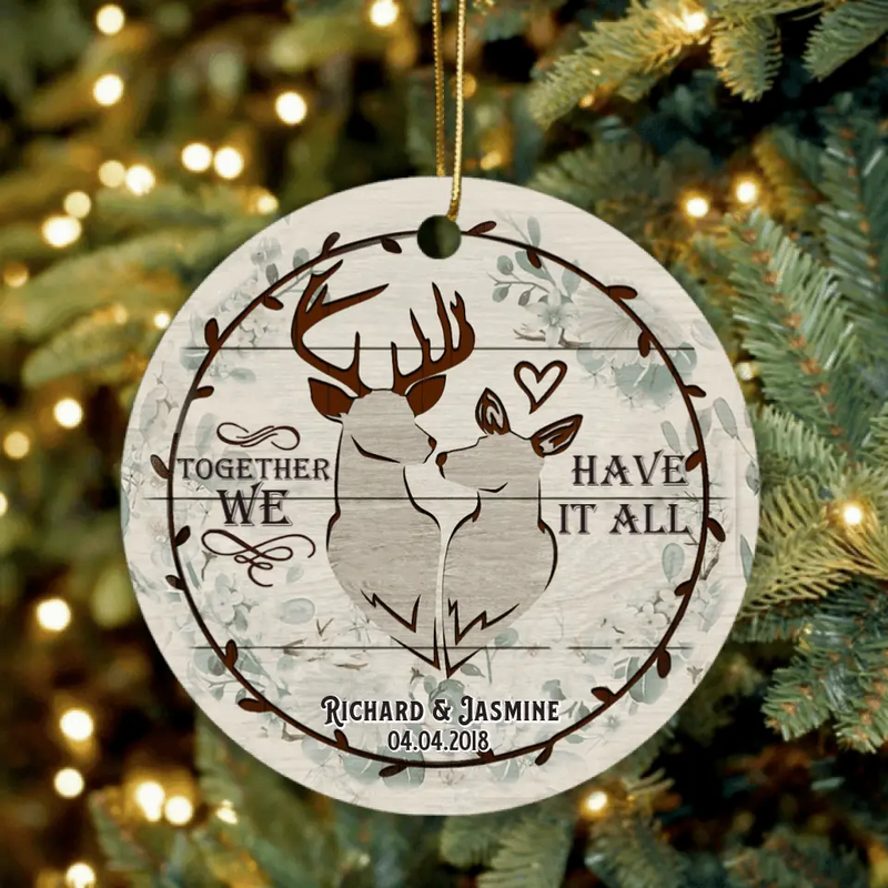 Personalized Old Buck & Sweet Doe Ornament - Best Gift For Couple