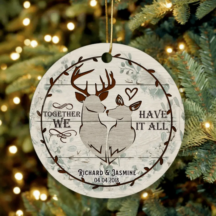 Custom Personalized Old Buck & Sweet Doe Ornament - Best Gift For Couple