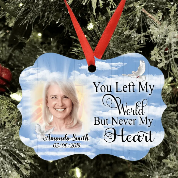 Custom Personalized Memorial Ornament - Best Memorial Gift Idea - You Left My World But Never My Heart