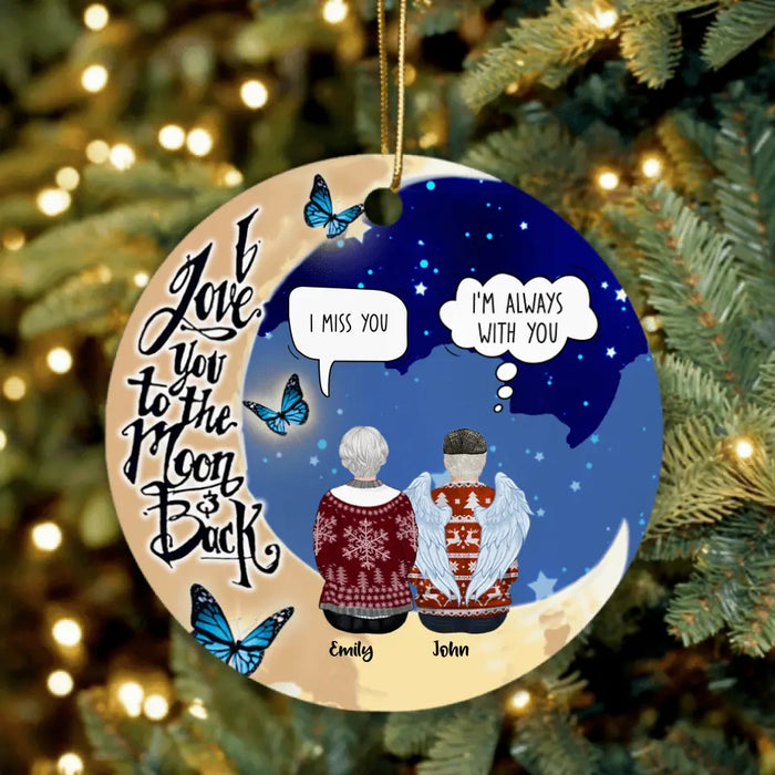 Custom Personalized Family Memorial Ornament - I Love You To The Moon And Back