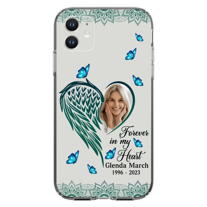 Custom Personalized Memorial Wing Heart Phone Case - Memorial Gift Idea For Family - Case For iPhone/Samsung - Forever In My Heart