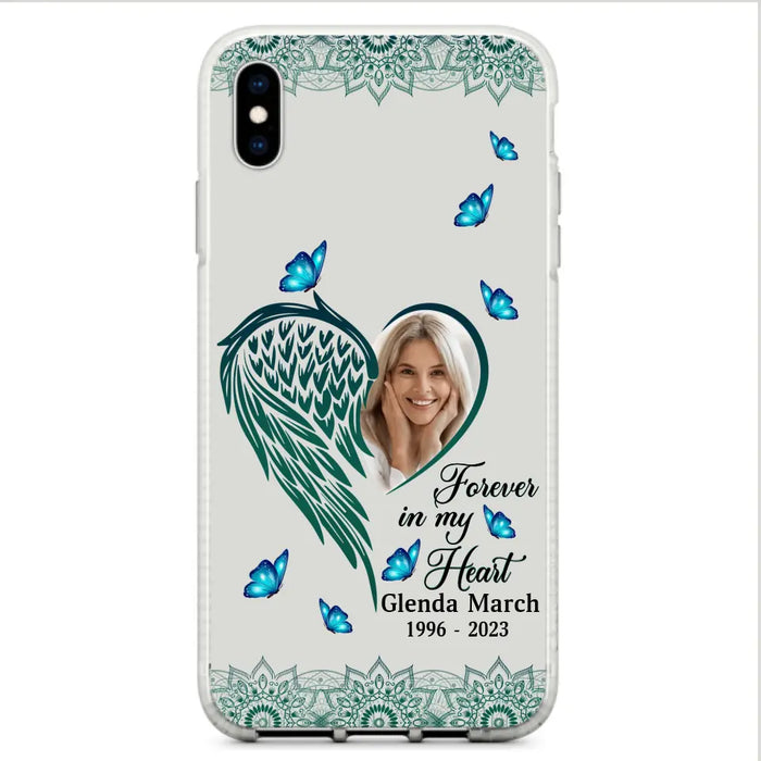 Custom Personalized Memorial Wing Heart Phone Case - Memorial Gift Idea For Family - Case For iPhone/Samsung - Forever In My Heart