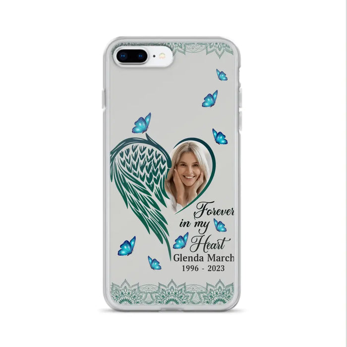 Custom Personalized Memorial Wing Heart Phone Case - Memorial Gift Idea For Family - Case For iPhone/Samsung - Forever In My Heart