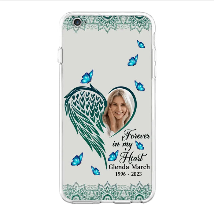 Custom Personalized Memorial Wing Heart Phone Case - Memorial Gift Idea For Family - Case For iPhone/Samsung - Forever In My Heart