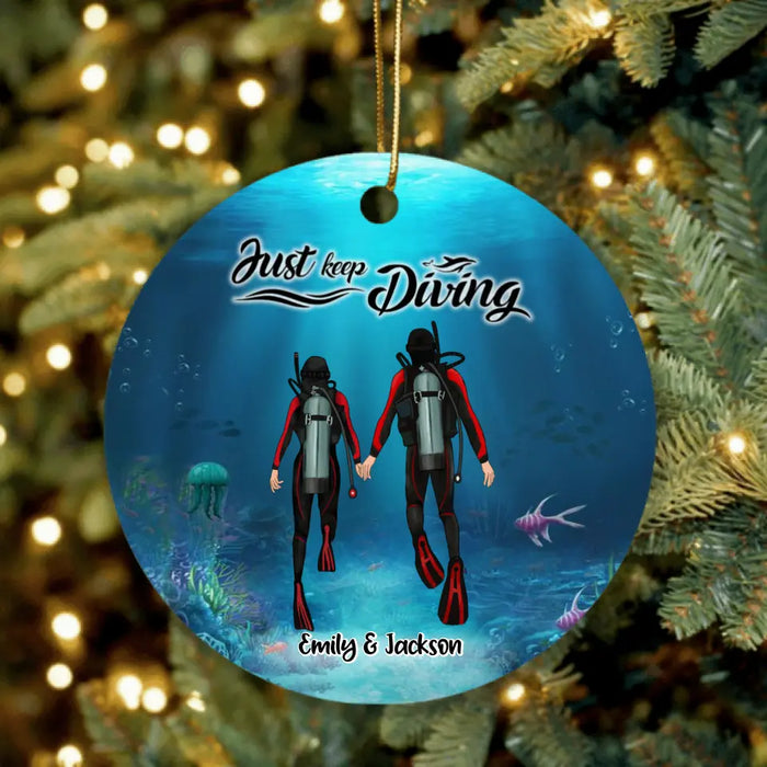 Custom Personalized Couple Diving Ornament - Best Gift For Couple - Just Keep Diving