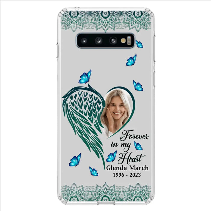 Custom Personalized Memorial Wing Heart Phone Case - Memorial Gift Idea For Family - Case For iPhone/Samsung - Forever In My Heart