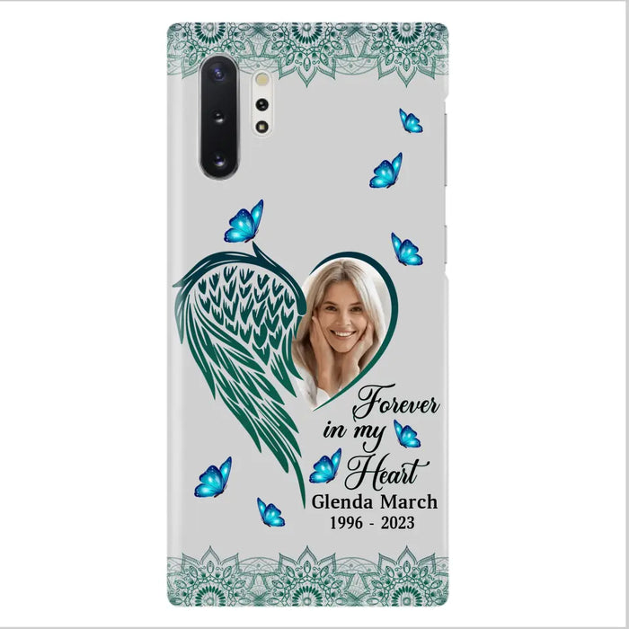 Custom Personalized Memorial Wing Heart Phone Case - Memorial Gift Idea For Family - Case For iPhone/Samsung - Forever In My Heart