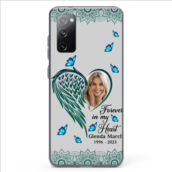 Custom Personalized Memorial Wing Heart Phone Case - Memorial Gift Idea For Family - Case For iPhone/Samsung - Forever In My Heart