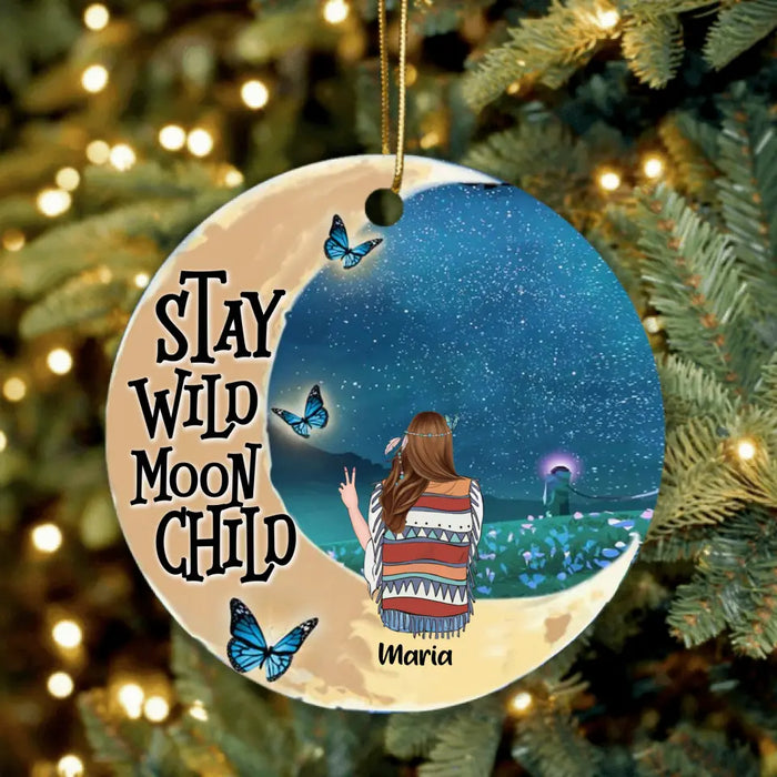 Personalized Hippie Friends Ornament - Up to 3 Girls - Stay Wild Moon Child