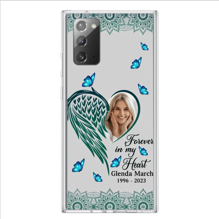 Custom Personalized Memorial Wing Heart Phone Case - Memorial Gift Idea For Family - Case For iPhone/Samsung - Forever In My Heart