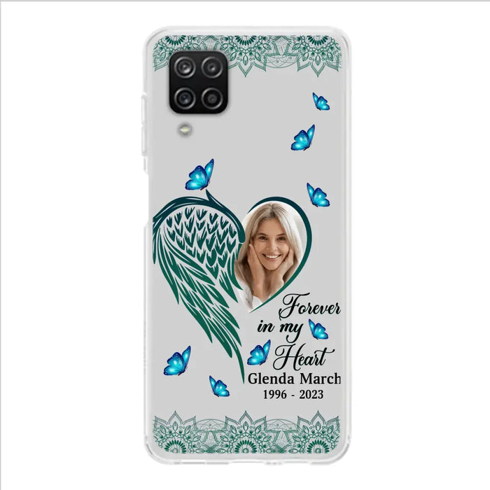 Custom Personalized Memorial Wing Heart Phone Case - Memorial Gift Idea For Family - Case For iPhone/Samsung - Forever In My Heart