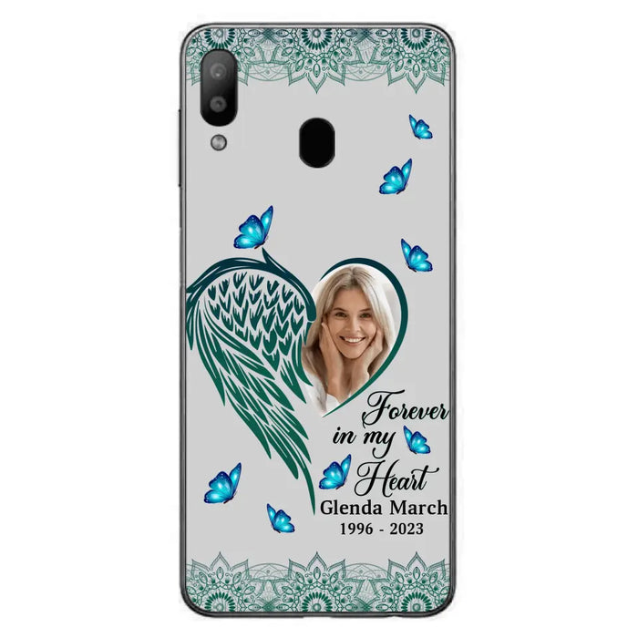 Custom Personalized Memorial Wing Heart Phone Case - Memorial Gift Idea For Family - Case For iPhone/Samsung - Forever In My Heart