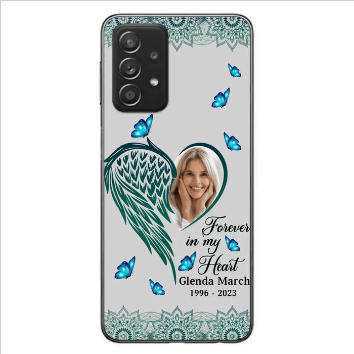 Custom Personalized Memorial Wing Heart Phone Case - Memorial Gift Idea For Family - Case For iPhone/Samsung - Forever In My Heart