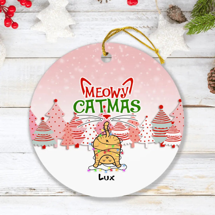 Custom Personalized Cat Butt Christmas Ornament - Upto 5 Cats - Best Gift For Cat Lovers - We Wish You Nothing Butt Meowy Catmas