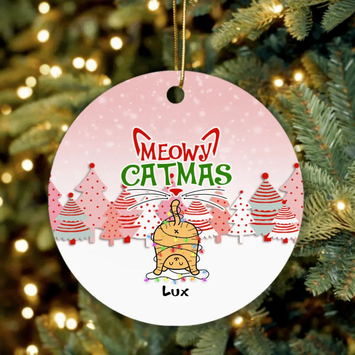 Custom Personalized Cat Butt Christmas Ornament - Upto 5 Cats - Best Gift For Cat Lovers - We Wish You Nothing Butt Meowy Catmas